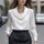 Elegant Solid-Color Minimalist Boat-Neck Long-Sleeve Shirt For Women