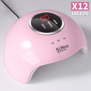 Nail Lamp For Gel Polish, 18 LED Professional Nail Dryer UV LED Nail Lamp With 3 Timer Setting, With Automatic Sensor, LCD Display, Fast Curing Effect