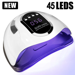 UV LED Nail Lamp, Nail Dryer For Gel Polish With 45Pcs Lamp Beads And Automatic Sensor 4 Timer Setting Professional Nail Art Tools